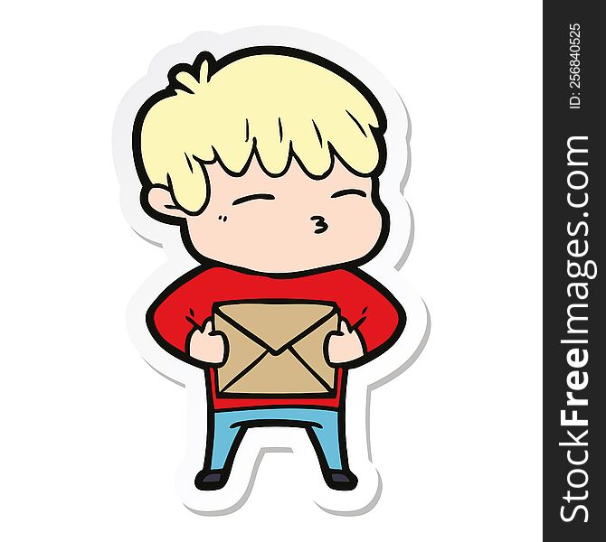 sticker of a cartoon curious boy