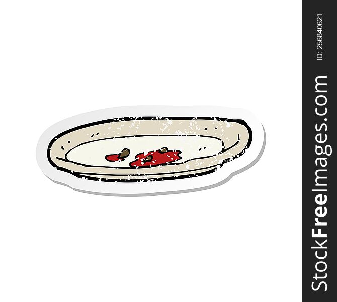 retro distressed sticker of a cartoon empty plate
