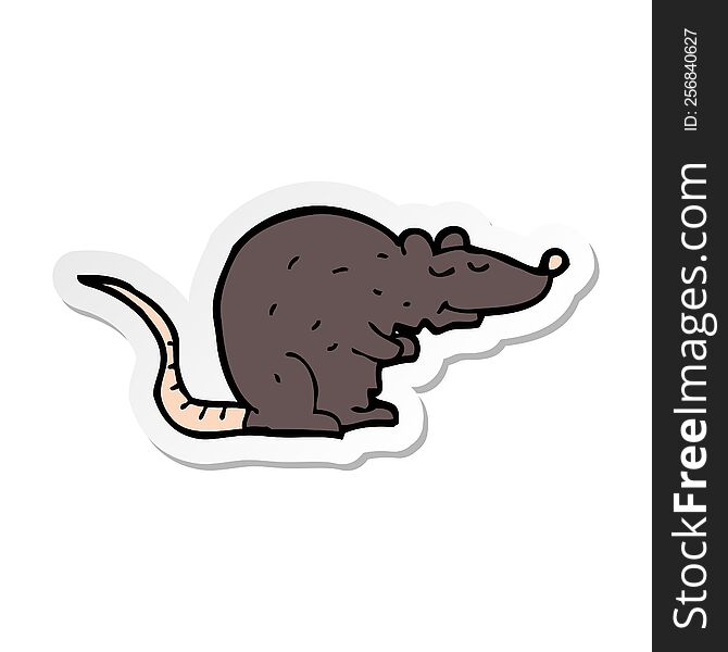 Sticker Of A Cartoon Black Rat