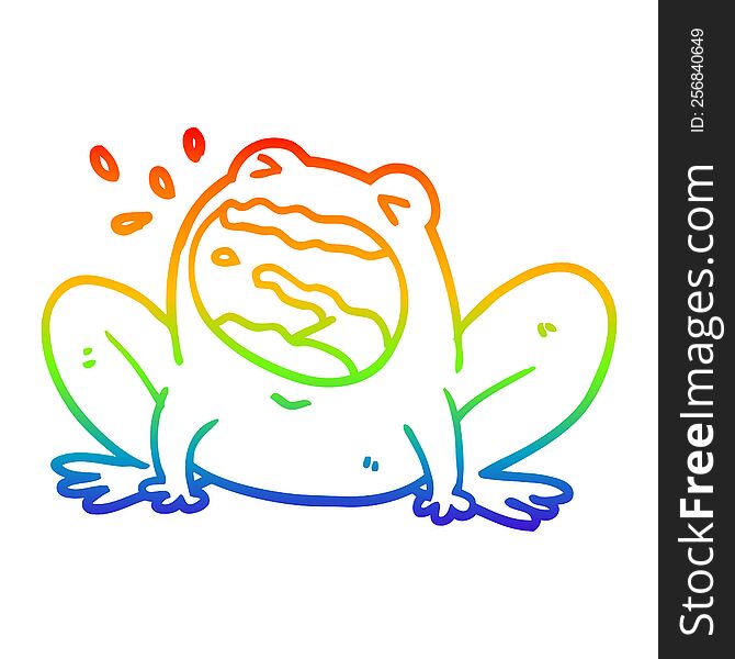 rainbow gradient line drawing of a cartoon frog shouting