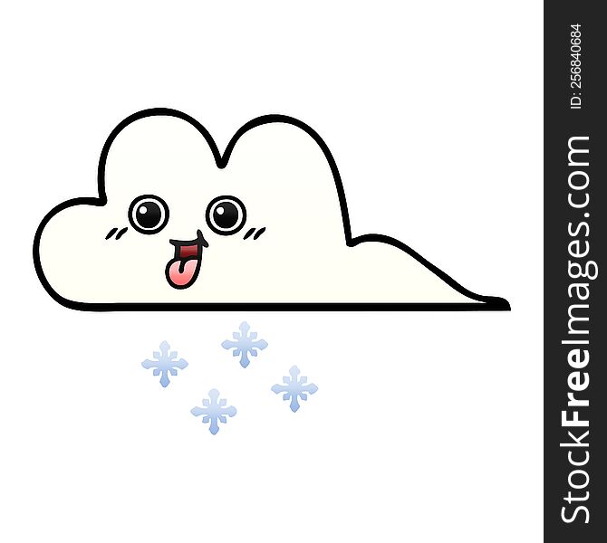 Gradient Shaded Cartoon Snow Cloud