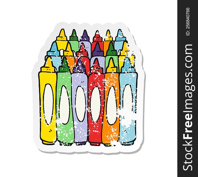 retro distressed sticker of a cartoon crayons