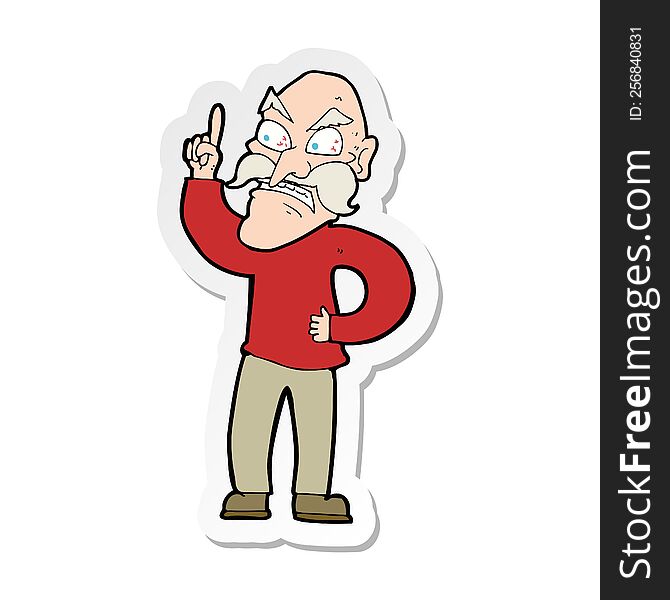 sticker of a cartoon old man laying down rules