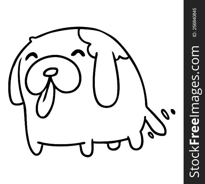 Line Drawing Kawaii Of A Cute Dog