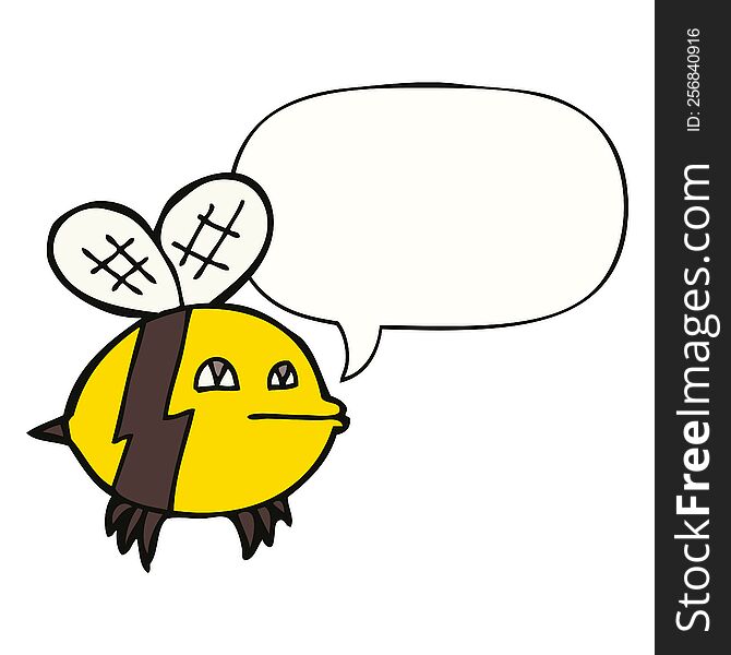 Cartoon Bee And Speech Bubble