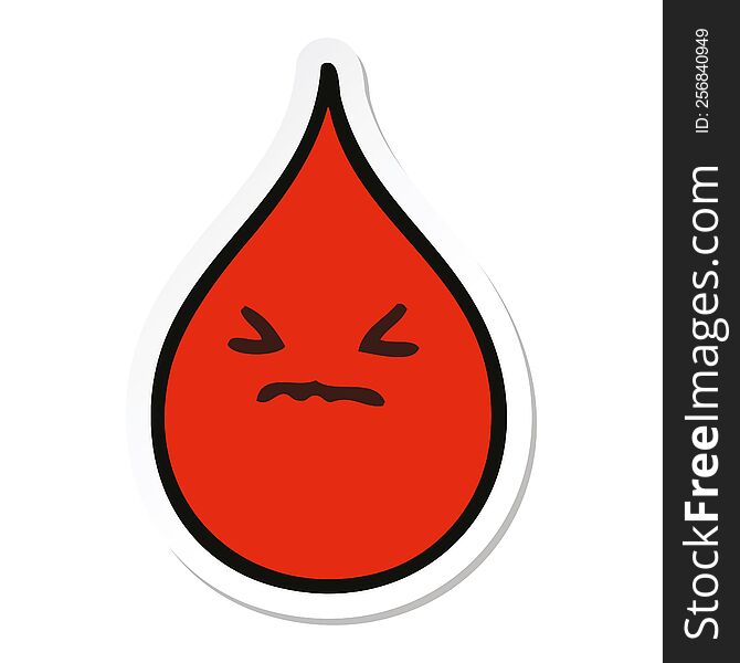 sticker of a quirky hand drawn cartoon emotional blood drop