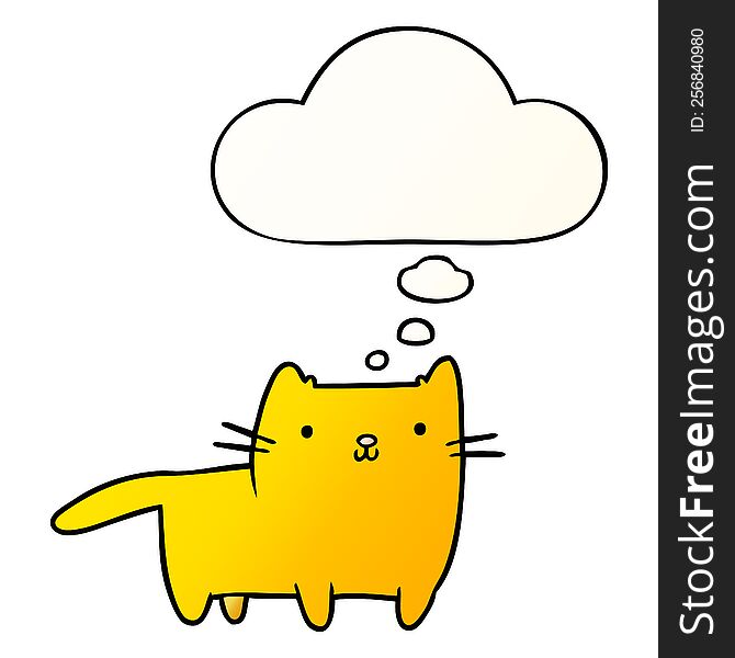 cartoon cat with thought bubble in smooth gradient style