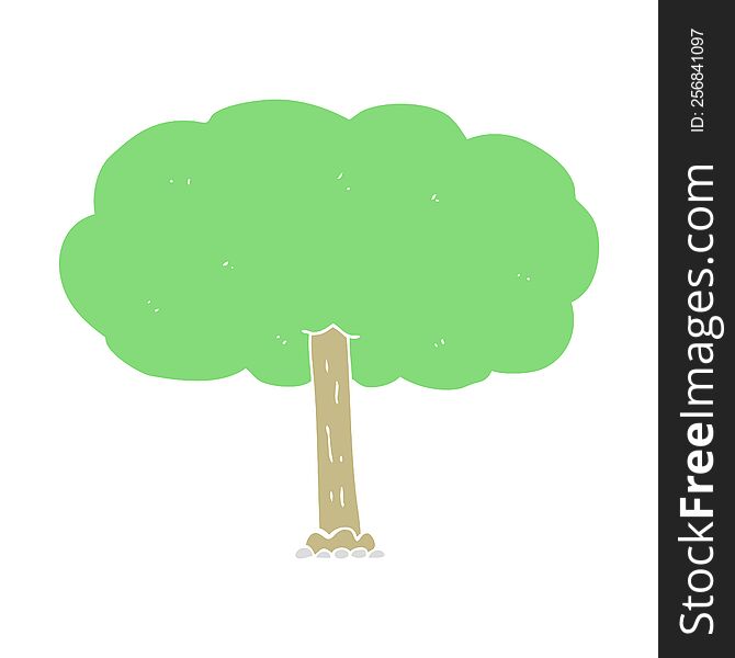 Flat Color Illustration Of A Cartoon Tree