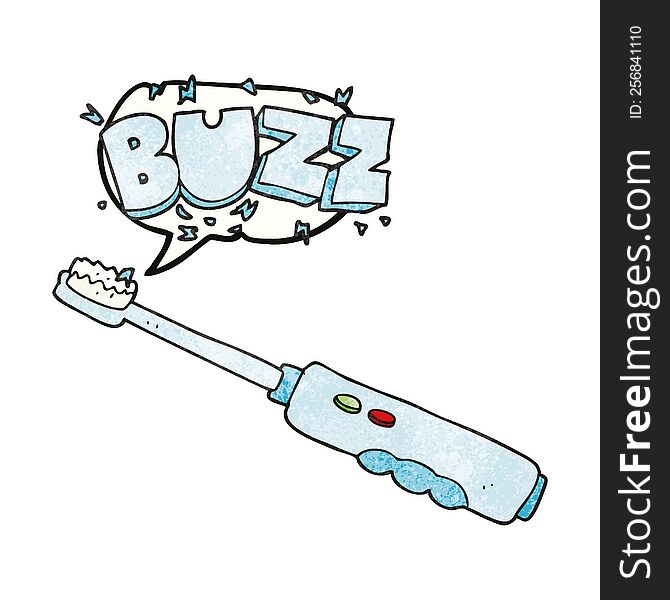 freehand speech bubble textured cartoon buzzing electric toothbrush