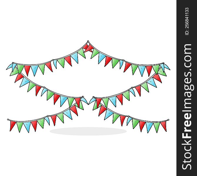 freehand drawn cartoon bunting flags