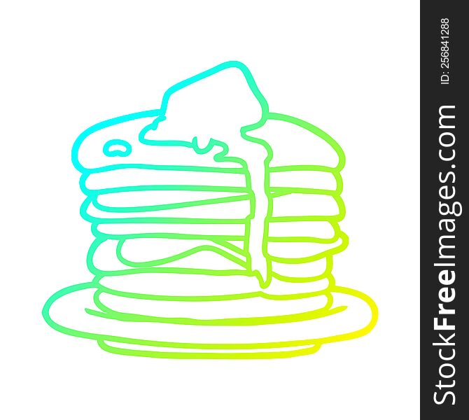 Cold Gradient Line Drawing Stack Of Pancakes