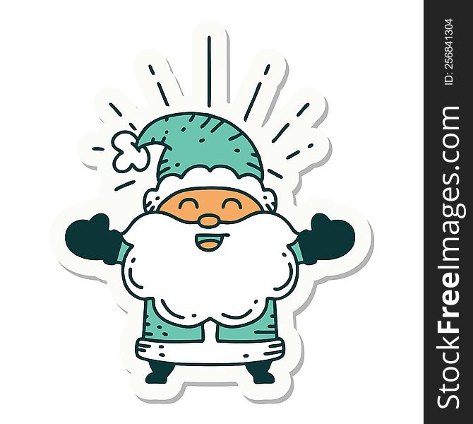 sticker of tattoo style happy santa claus christmas character