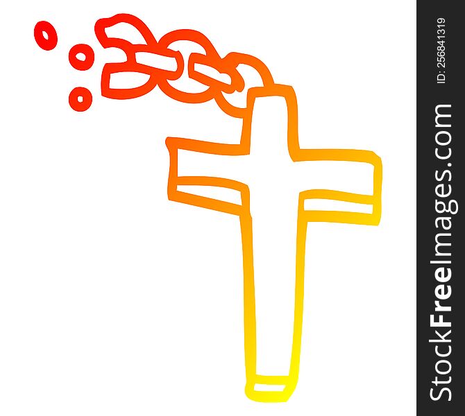 warm gradient line drawing of a cartoon silver cross