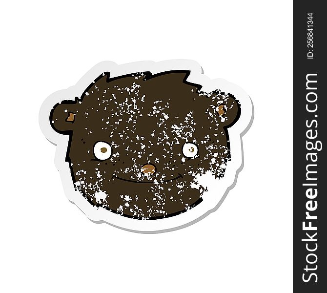 Retro Distressed Sticker Of A Cartoon Black Bear Head