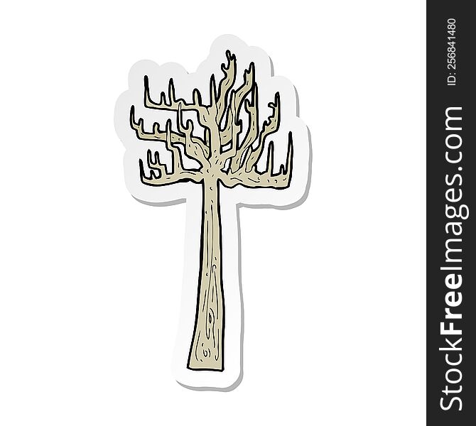 sticker of a old bare tree cartoon