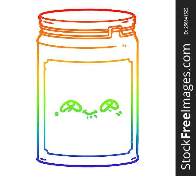 rainbow gradient line drawing of a cartoon glass jar