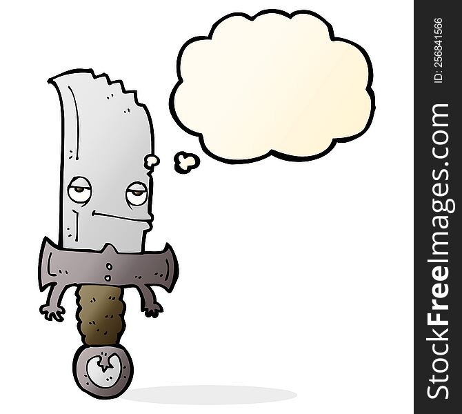 Knife Cartoon Character With Thought Bubble