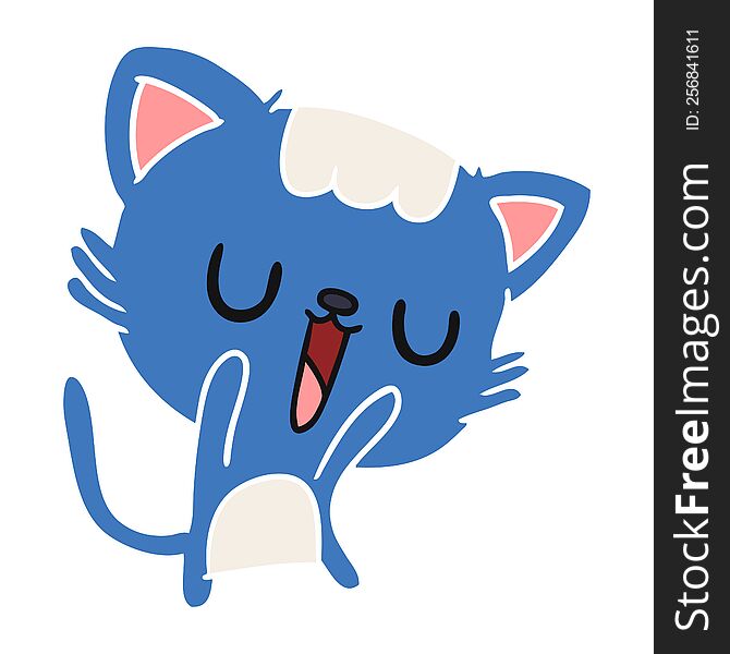 freehand drawn cartoon of cute kawaii cat