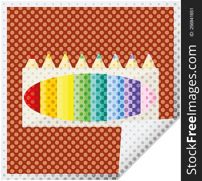 pack of coloring pencils graphic vector illustration square sticker. pack of coloring pencils graphic vector illustration square sticker