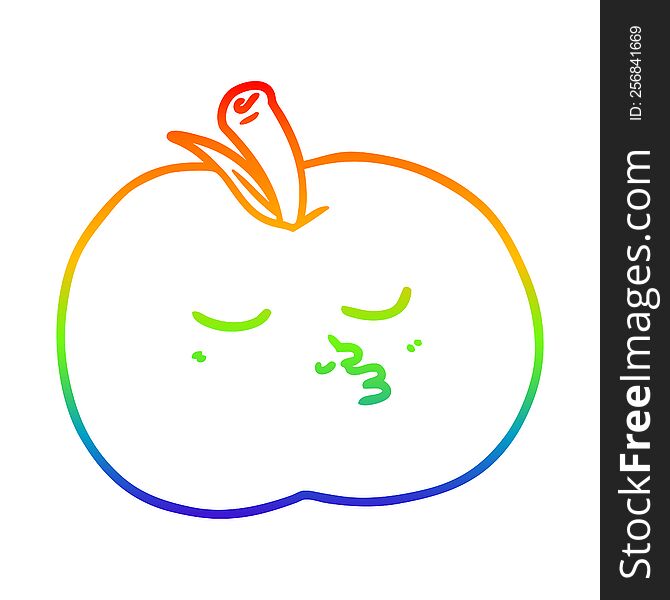 Rainbow Gradient Line Drawing Cartoon High Quality Apple