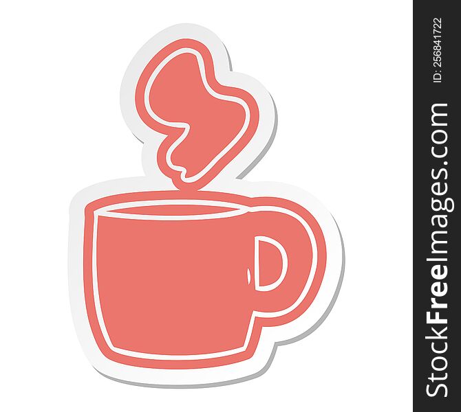 cartoon sticker of a steaming hot drink