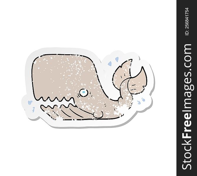 Retro Distressed Sticker Of A Cartoon Angry Whale