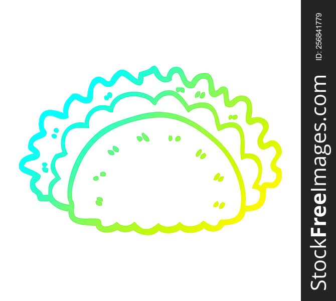 cold gradient line drawing of a cartoon healthy taco