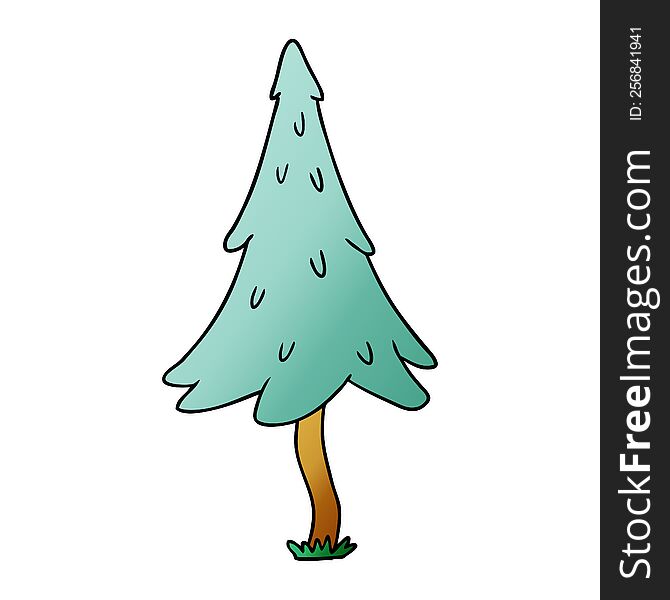 hand drawn gradient cartoon doodle of woodland pine trees