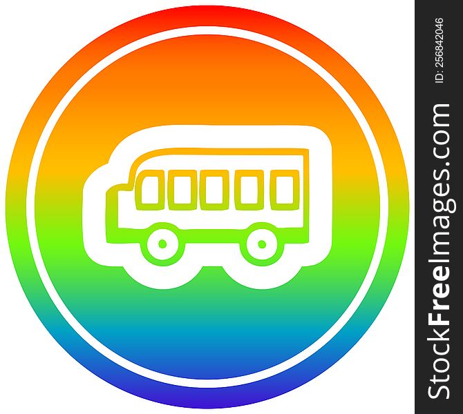 school bus circular icon with rainbow gradient finish. school bus circular icon with rainbow gradient finish