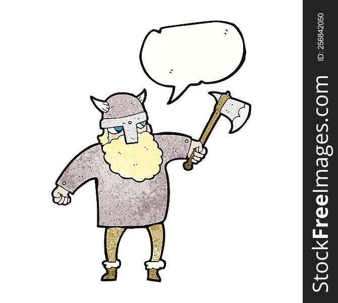 freehand speech bubble textured cartoon viking warrior