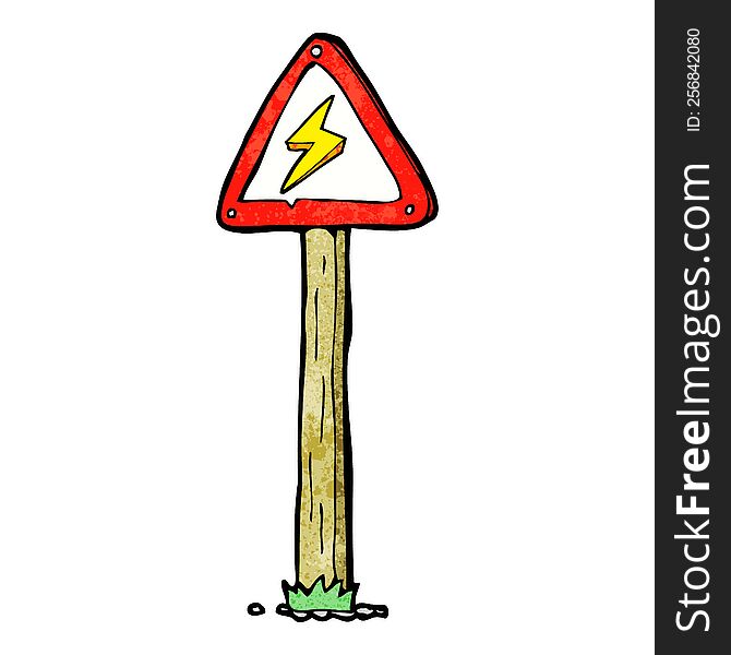 cartoon electrical warning sign