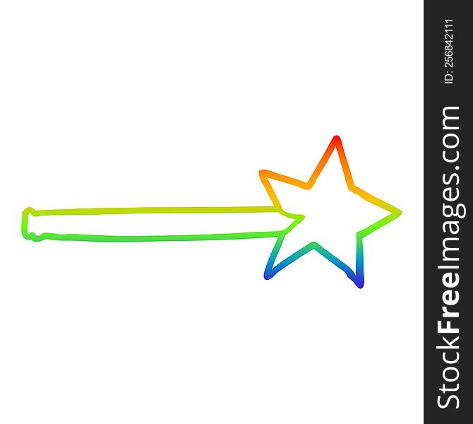 rainbow gradient line drawing of a magic star wand