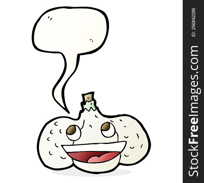 Cartoon Garlic With Speech Bubble