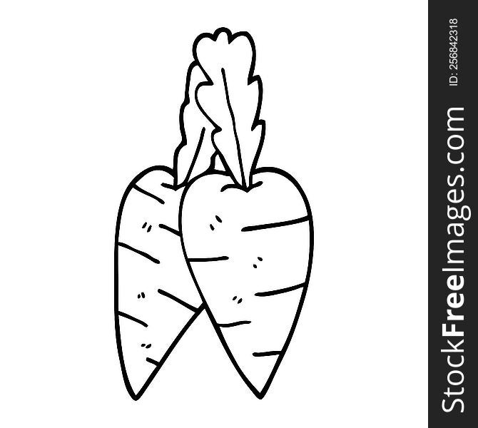 Line Drawing Cartoon Organic Carrots