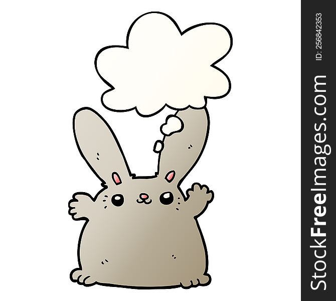 Cartoon Rabbit And Thought Bubble In Smooth Gradient Style