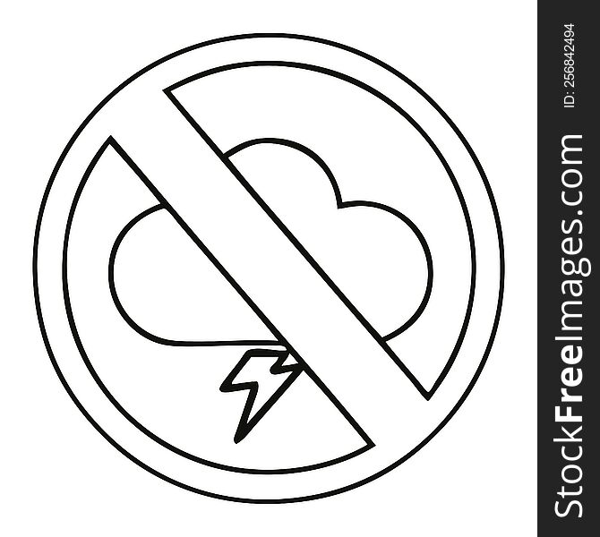 line drawing cartoon of a weather warning sign