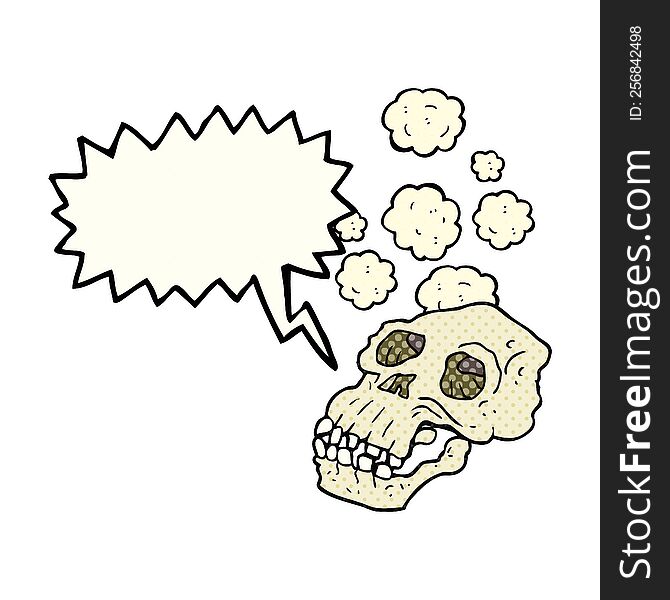 freehand drawn comic book speech bubble cartoon ancient skull