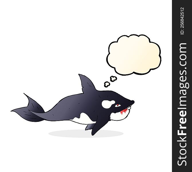 cartoon killer whale with thought bubble