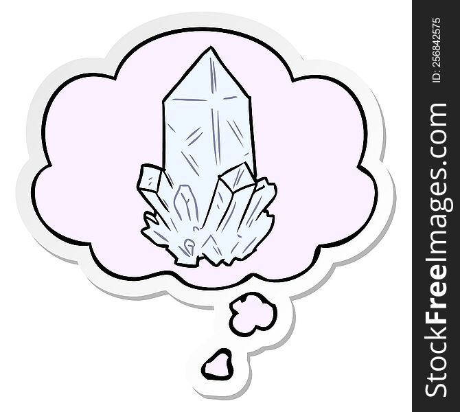 cartoon quartz crystal with thought bubble as a printed sticker
