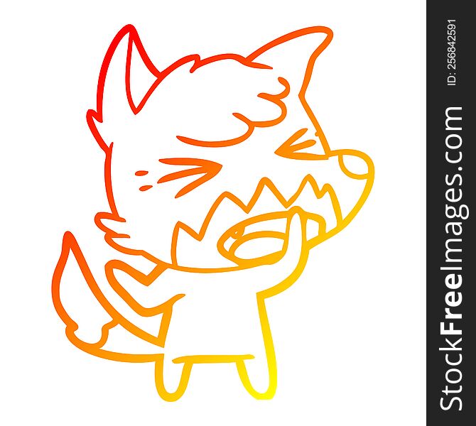 warm gradient line drawing of a angry cartoon fox