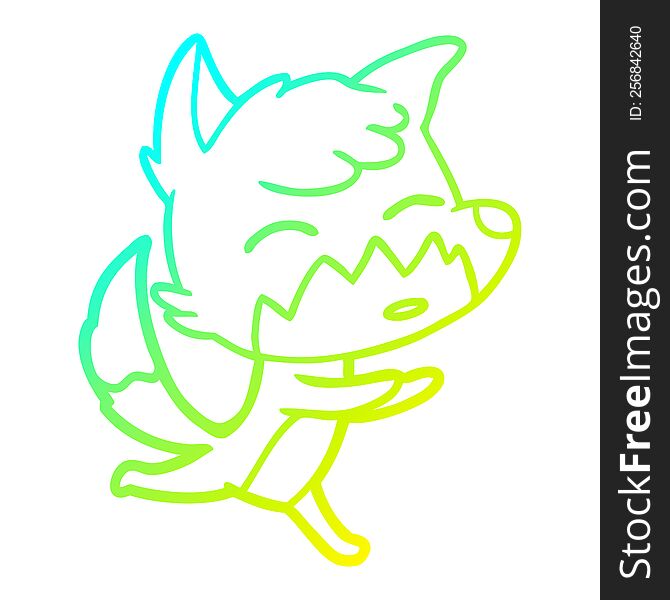 cold gradient line drawing of a cartoon fox