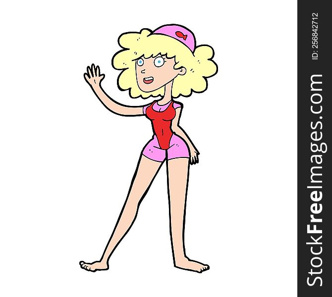 Cartoon Swimmer Woman