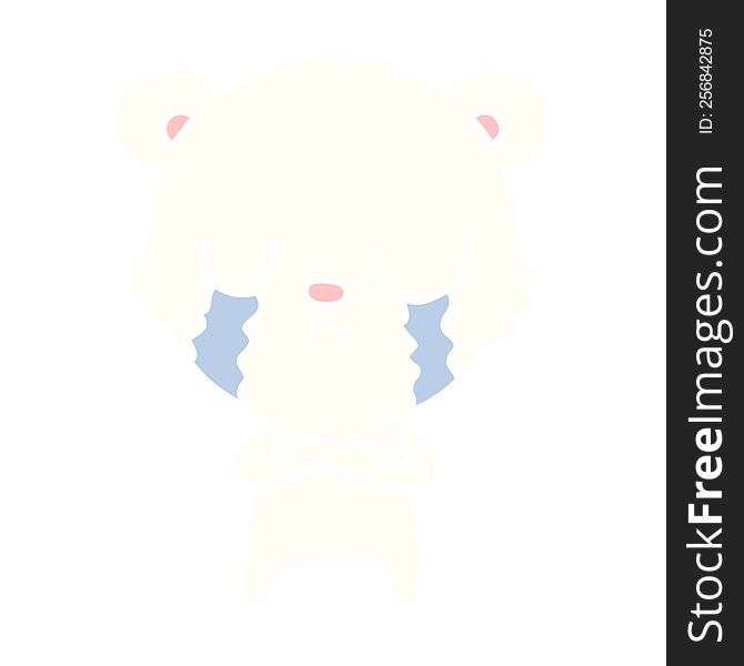 Crying Polar Bear Flat Color Style Cartoon