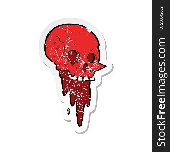 retro distressed sticker of a gross halloween skull cartoon