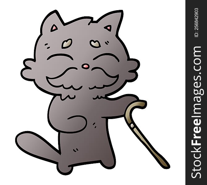 Vector Gradient Illustration Cartoon Old Cat