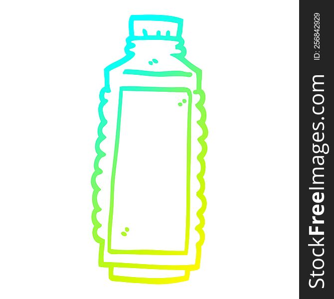 cold gradient line drawing cartoon water bottle