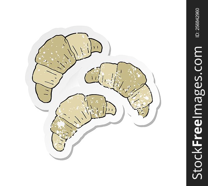 Retro Distressed Sticker Of A Cartoon Croissants