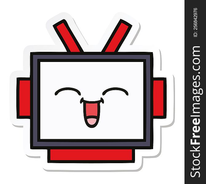 Sticker Of A Cute Cartoon Robot Head