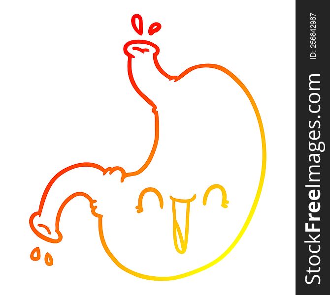 warm gradient line drawing of a cartoon happy stomach