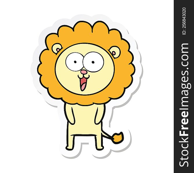 Sticker Of A Happy Cartoon Lion